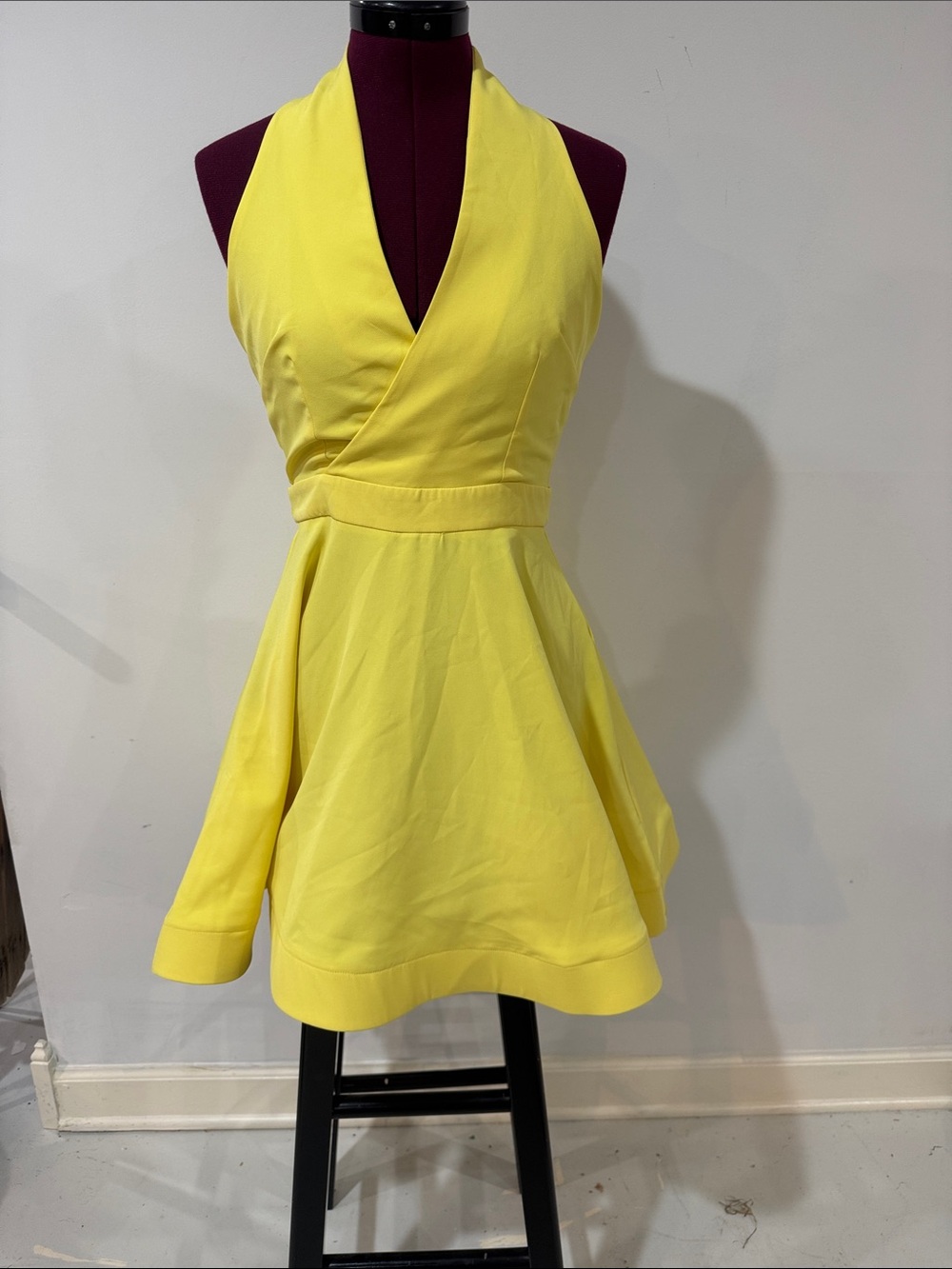Luxxel Bright Yellow Halter Mini Dress